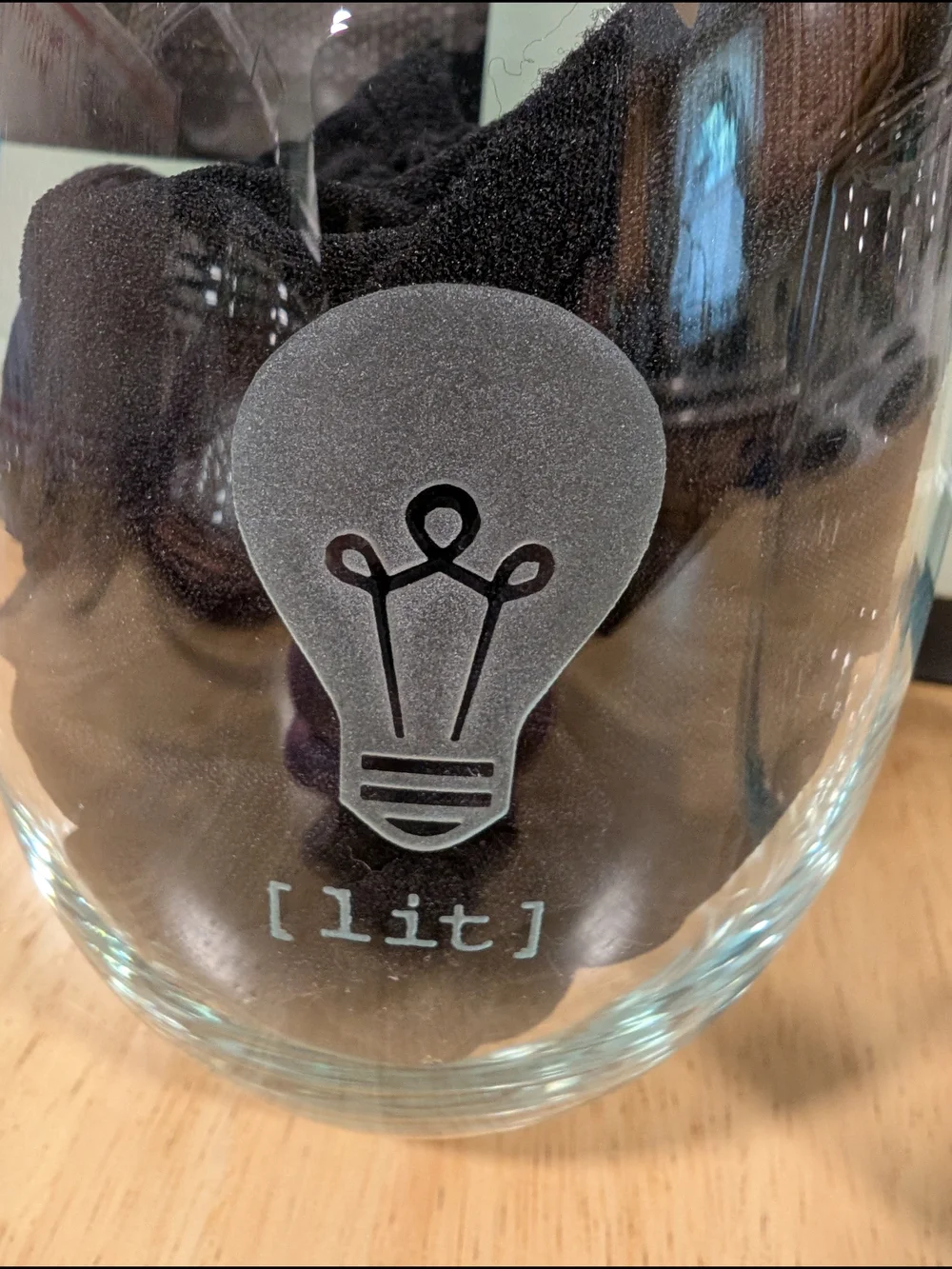 Clear Etched Stemless Glasses Set with Drinking Motifs